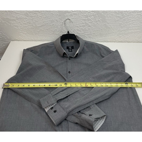Calvin Klein Shirt Mens XL Gray Long‎ Sleeve Button Down Casual Work Dress - Picture 5 of 10